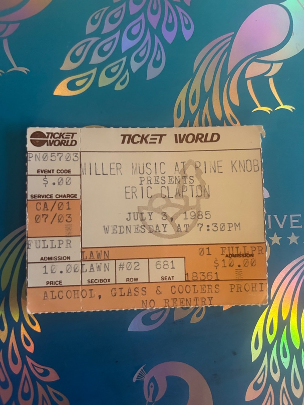 Eric Clapton Concert 1985 Pine Knob Michigan Vintage Authentic